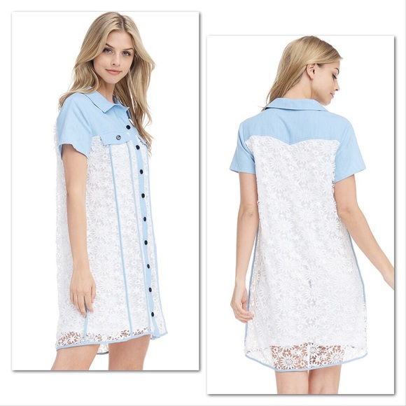 *TAKING DOWN* Country Blue & Lace Mini Dress - Picture 3 of 7